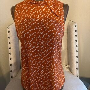 Chic Orange Patterned Blouse